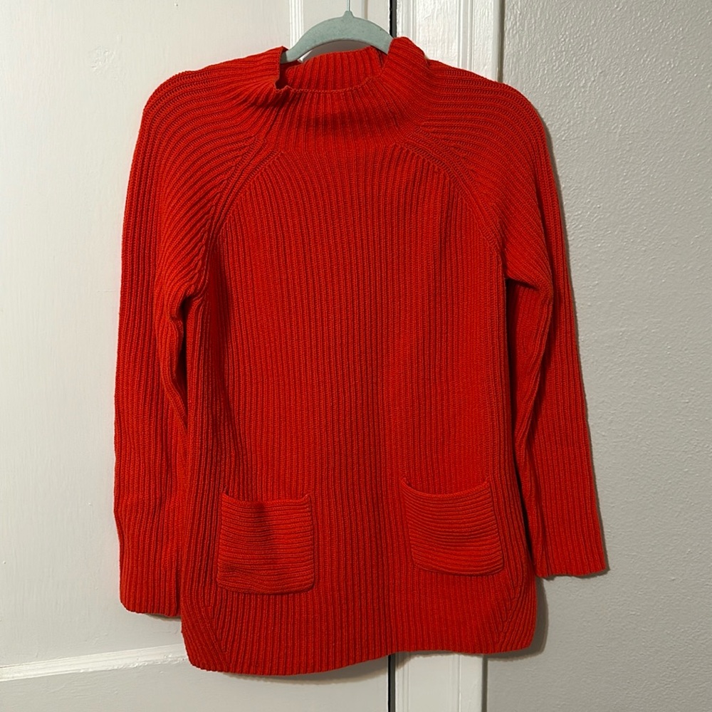 Chaus new york bright red/orange mock neck